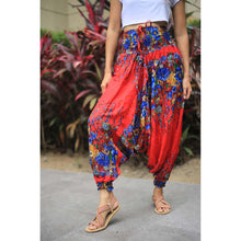 Load image into Gallery viewer, Floral Royal Unisex Aladdin drop crotch pants in Red PP0056 020010 10