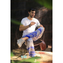 Load image into Gallery viewer, Cute elephant 11 men/women harem pants in Bright Navy PP0004 020011 01