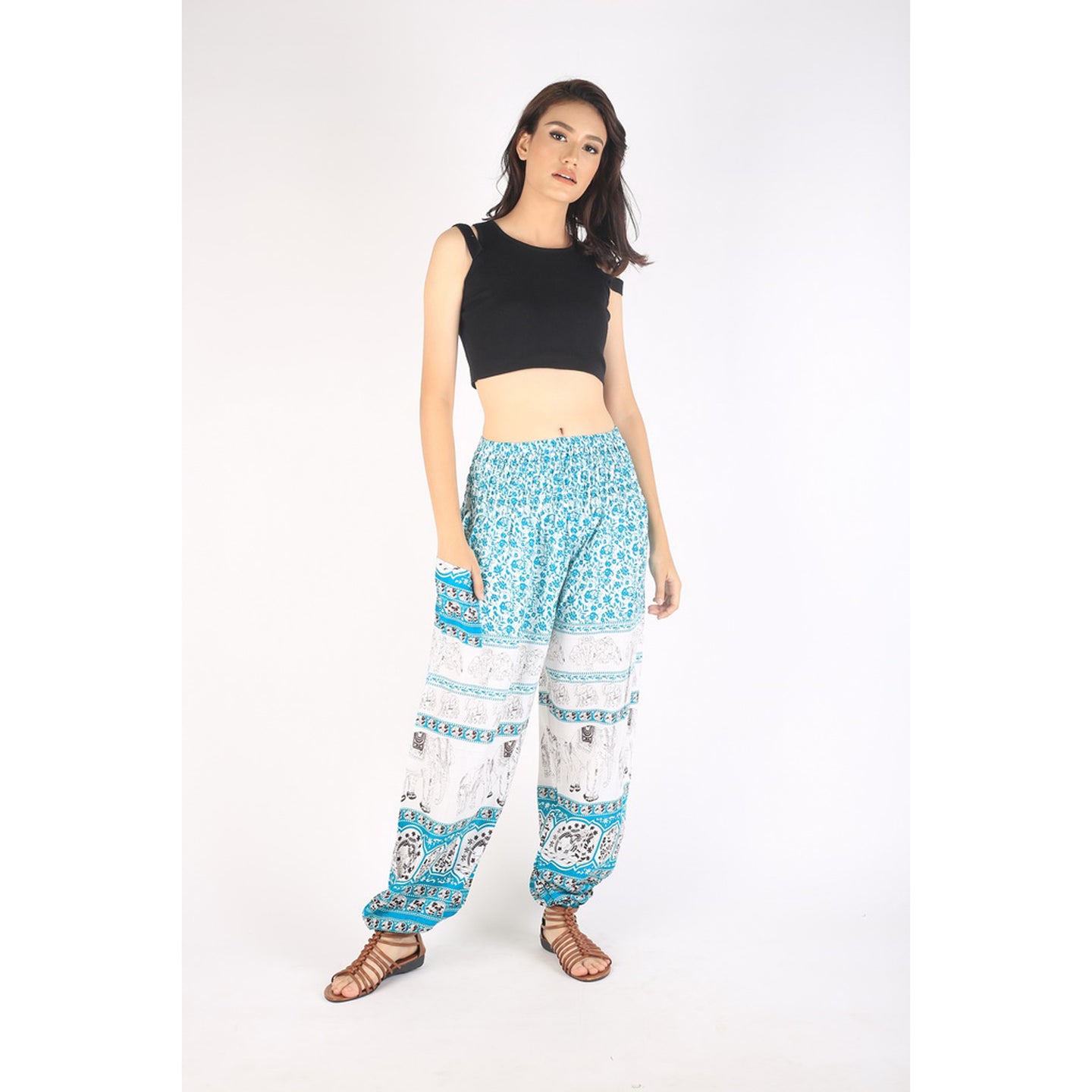 Cute elephant 12 women harem pants in aqua PP0004 020012 06