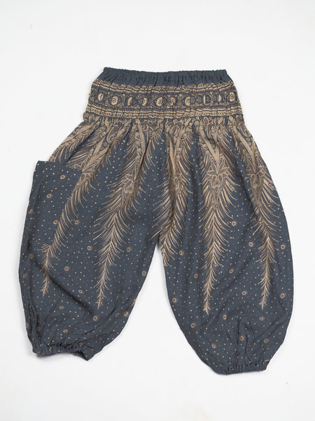 Peacock Feather Dream Unisex Kid Harem Pants in Gray PP0004 020015 06