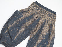 Load image into Gallery viewer, Peacock Feather Dream Unisex Kid Harem Pants in Gray PP0004 020015 06