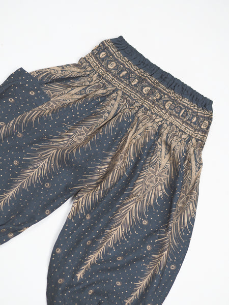Peacock Feather Dream Unisex Kid Harem Pants in Gray PP0004 020015 06