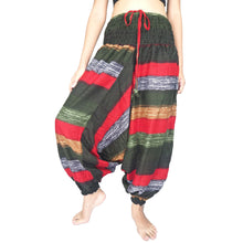 Load image into Gallery viewer, Funny Stripe  Unisex Aladdin drop crotch pants in Green PP0056 020021 04
