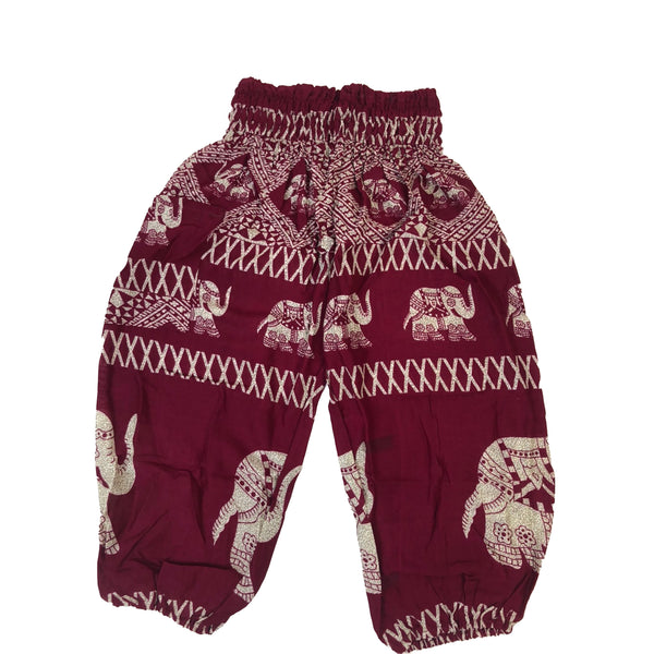 Pirate Elephant  Unisex Kid Harem Pants in Red PP0004 020023 02