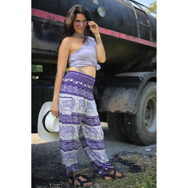 Cute elephant 27 men/women harem pants in Purple PP0004 020027 01