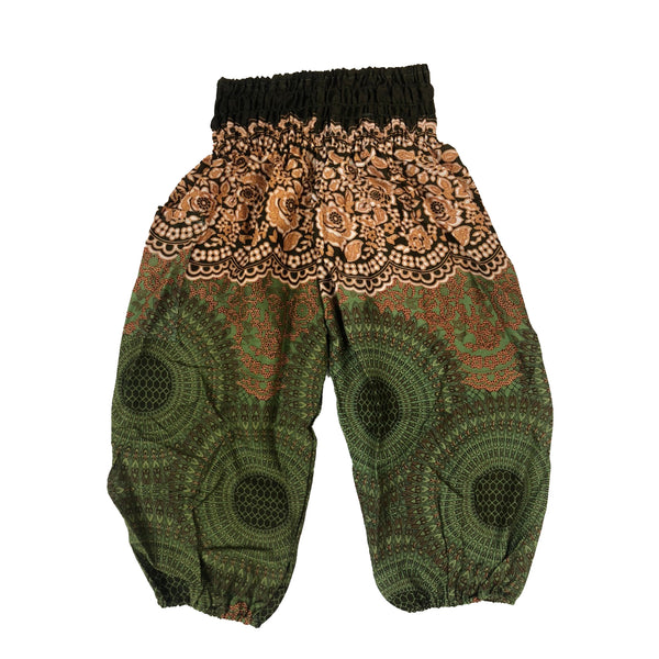 Princess Mandala Unisex Kid Harem Pants in Olive PP0004 020030 03