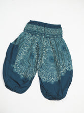 Load image into Gallery viewer, Floral mandala Unisex Kid Harem Pants in Ocean Blue PP0004 020036 03