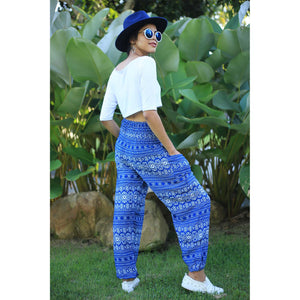 Hilltribe strip women's harem pants in Bright Blue PP0004 020049 02