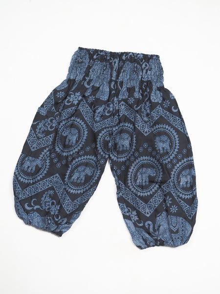 Elephant Circles Unisex Kid Harem Pants in Black PP0004 020051 01