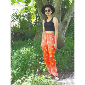 Flower drops Unisex Drawstring Genie Pants in Orange PP0110 020070 04
