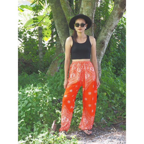 Flower drops Unisex Drawstring Genie Pants in Orange PP0110 020070 04