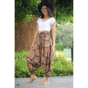 Floral Classic Unisex Aladdin drop crotch pants in Brown PP0056 020098 01