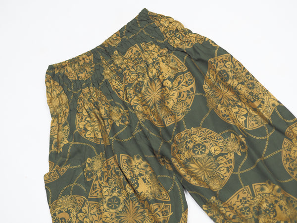 Floral Classic Unisex Kid Harem Pants in Green PP0004 020098 07