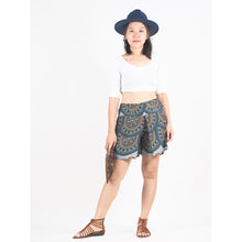 Load image into Gallery viewer, Contrast Mandala Women&#39;s Wrap Shorts Pants in Black PP0205 020127 01