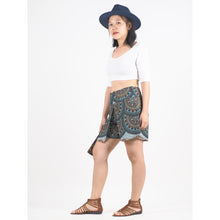 Load image into Gallery viewer, Contrast Mandala Women&#39;s Wrap Shorts Pants in Black PP0205 020127 01