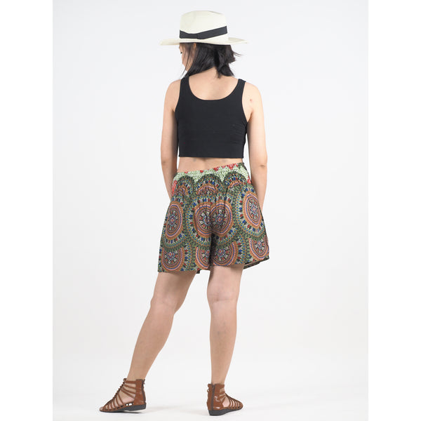 Contrast Mandala Women's Wrap Shorts Pants in Green PP0205 020127 02