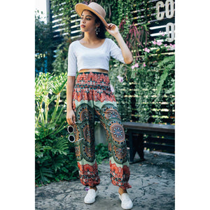 Contrast mandala 127 women Harem Pants in Green PP0004 020127 02