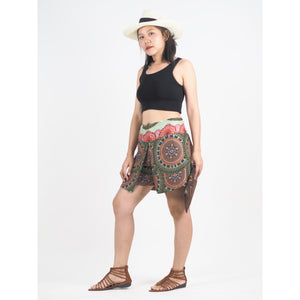 Contrast Mandala Women's Wrap Shorts Pants in Green PP0205 020127 02