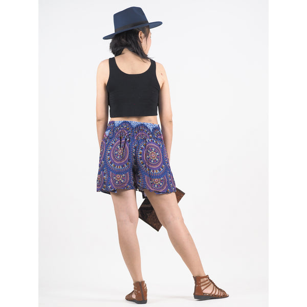 Contrast Mandala Women's Wrap Shorts Pants in Bright Navy PP0205 020127 04