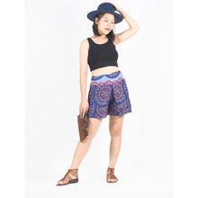 Load image into Gallery viewer, Contrast Mandala Women&#39;s Wrap Shorts Pants in Bright Navy PP0205 020127 04