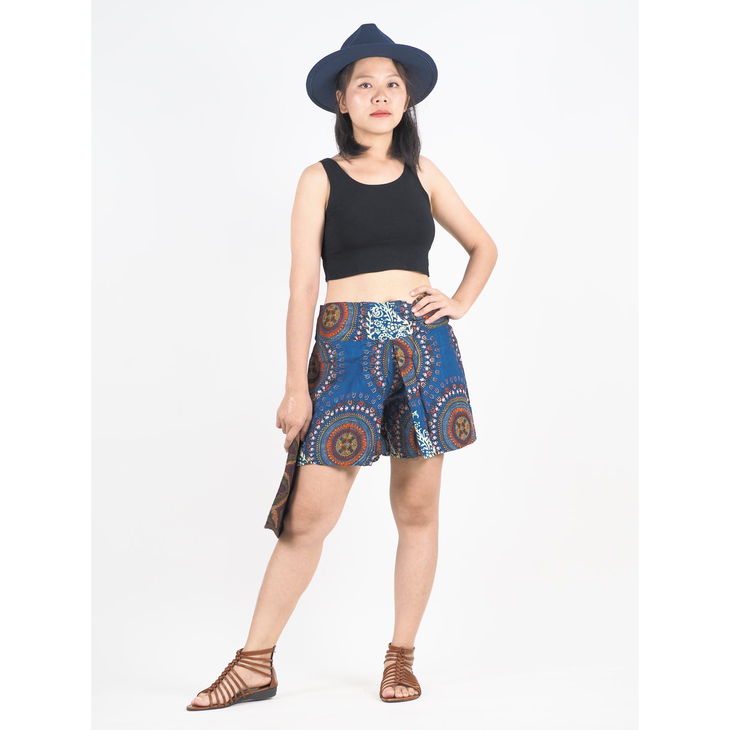 Mandala Women's Wrap Shorts Pants in Ocean Blue PP00205 020151 04