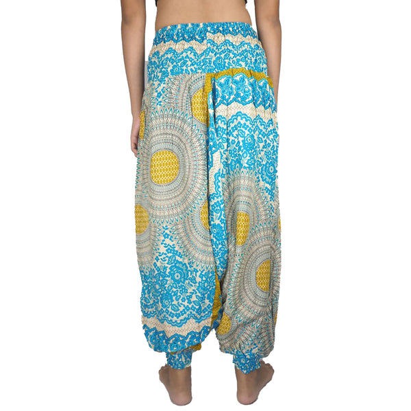 2 tone mandala Unisex Aladdin drop crotch pants in Light Blue PP0056 020032 03
