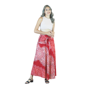 Peonies Mandala Women's Bohemian Skirt in Red SK0033 020308 01