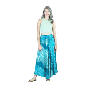 Peonies Mandala Women's Bohemian Skirt in Ocean Blue SK0033 020308 05