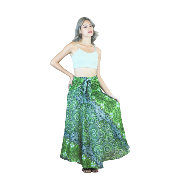 Daffodils Mandala Women's Bohemian Skirt in Green SK0033 020265 04