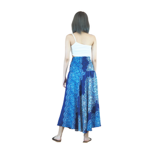 Peonies Mandala Women's Bohemian Skirt in Navy Blue SK0033 020308 04