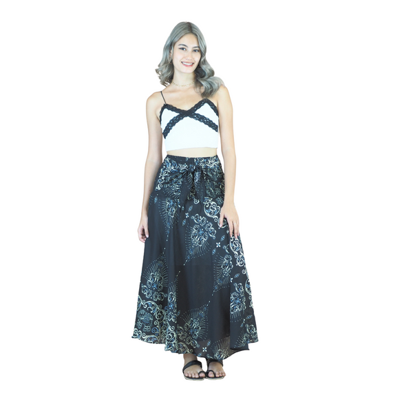 Cosmo Royal Elephant Women's Bohemian Skirt in Black SK0033 020307 01
