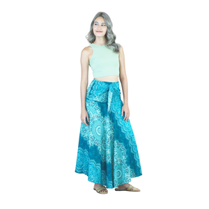 Peonies Mandala Women's Bohemian Skirt in Ocean Blue SK0033 020308 05