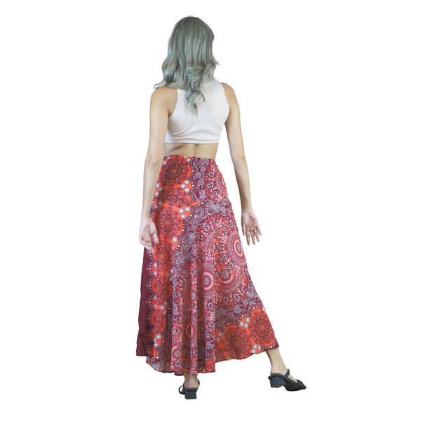 Daffodils Mandala Women's Bohemian Skirt in Red SK0033 020265 02