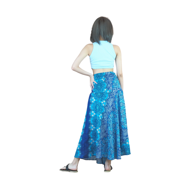 Daffodils Mandala Women's Bohemian Skirt in Bright Navy SK0033 020265 05