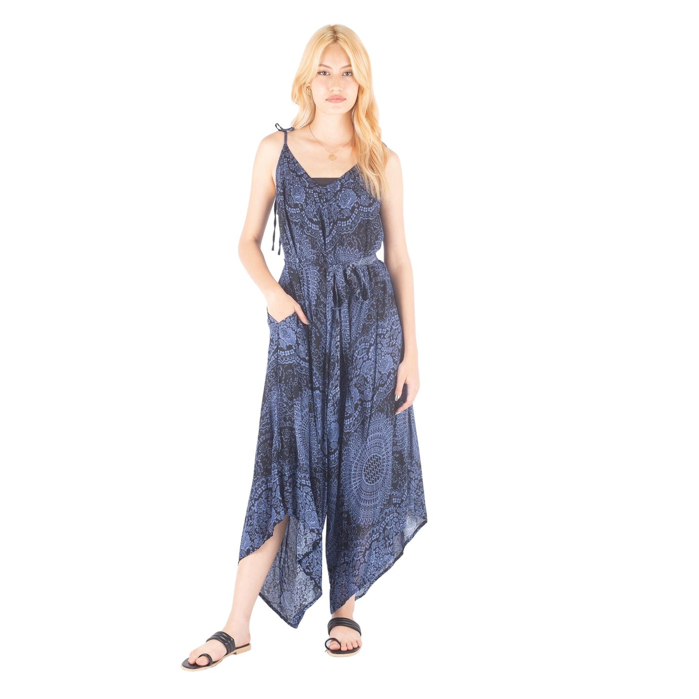 Monotone Mandala Women's Jumpsuit with Belt in Navy JP0097 020031 02