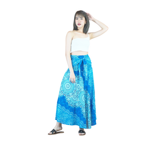 Peonies Mandala Women's Bohemian Skirt in Bright Navy SK0033 020308 02