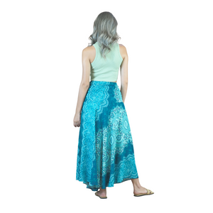 Peonies Mandala Women's Bohemian Skirt in Ocean Blue SK0033 020308 05