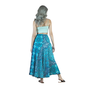 Daffodils Mandala Women's Bohemian Skirt in Ocean Blue SK0033 020265 06