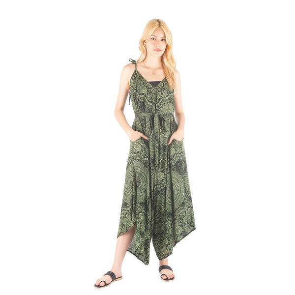 Monotone Mandala Women's Jumpsuit with Belt in Green JP0097 020031 04