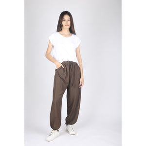 Solid Color Unisex Drawstring Genie Pants in Dark Brown PP0110 020000 16