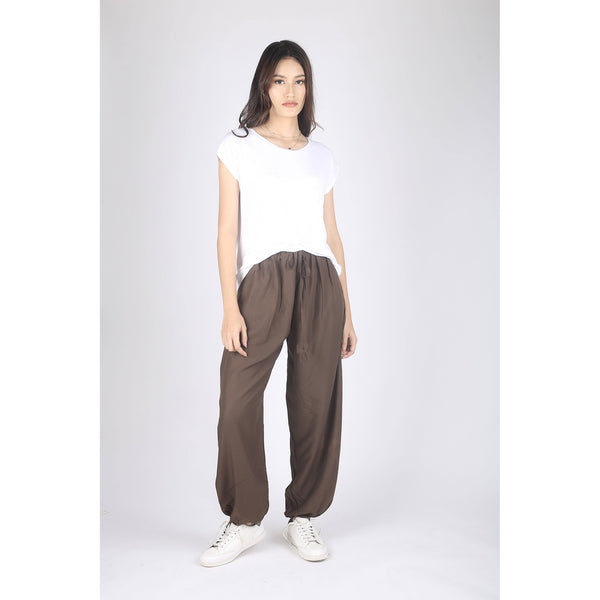 Solid Color Unisex Drawstring Genie Pants in Dark Brown PP0110 020000 16