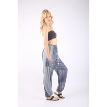 Load image into Gallery viewer, Zebra Stripe Unisex Drawstring Genie Pants in Bright Navy PP0318 020041 02