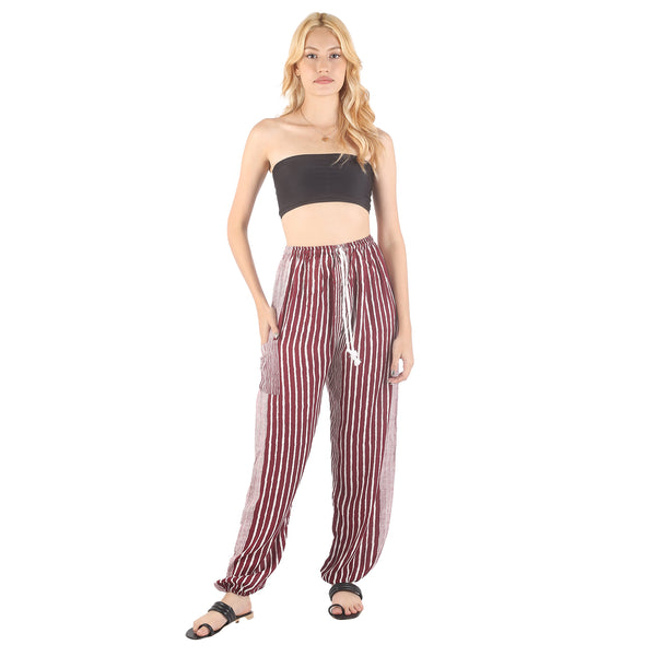 Zebra Stripe Unisex Drawstring Genie Pants in Red PP0318 020041 03