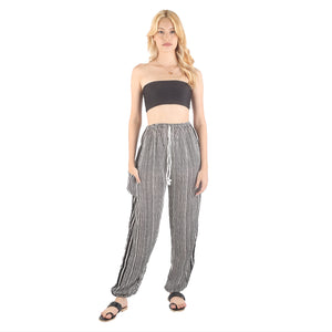 Zebra Stripe Unisex Drawstring Genie Pants in Black PP0318 020041 01