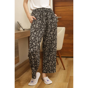 Daisy Unisex Lounge Drawstring Pants in Black PP0216 130001 01