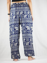 Load image into Gallery viewer, African Elephant Unisex Drawstring Genie Pants in Navy Blue PP0110 020004 04