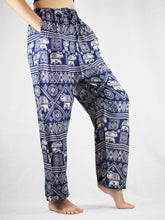 Load image into Gallery viewer, African Elephant Unisex Drawstring Genie Pants in Navy Blue PP0110 020004 04