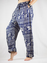 Load image into Gallery viewer, African Elephant Unisex Drawstring Genie Pants in Navy Blue PP0110 020004 04