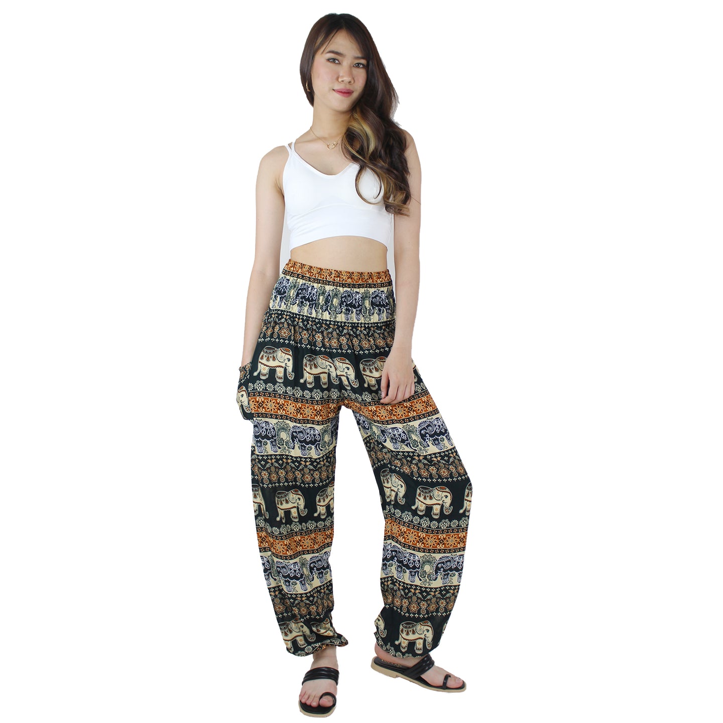 Ancient Elephant Women's Harem Pants in Green PP0004 020233 04