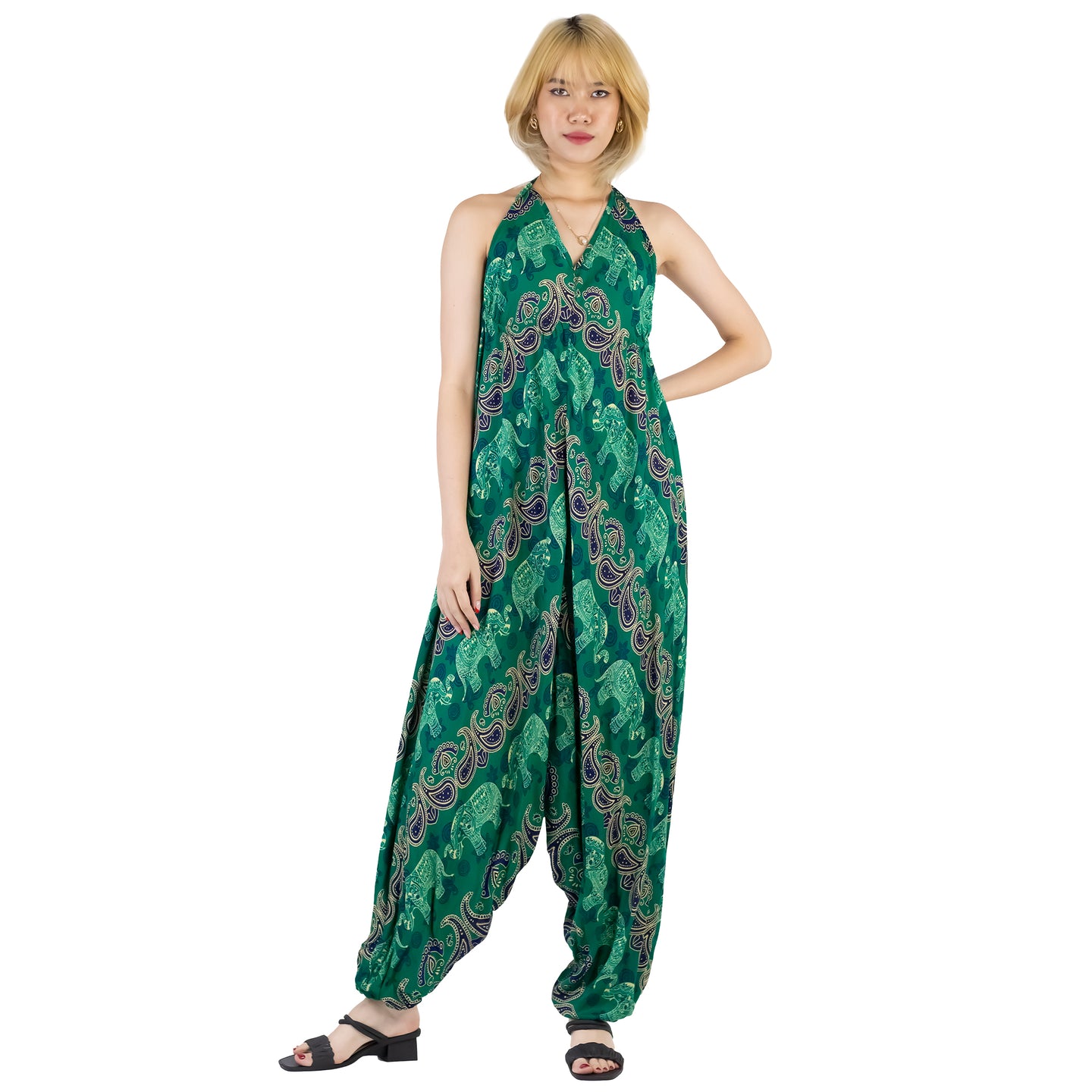 Cartoon Elephant Women's Jumpsuit in Green JP0064 020052 04